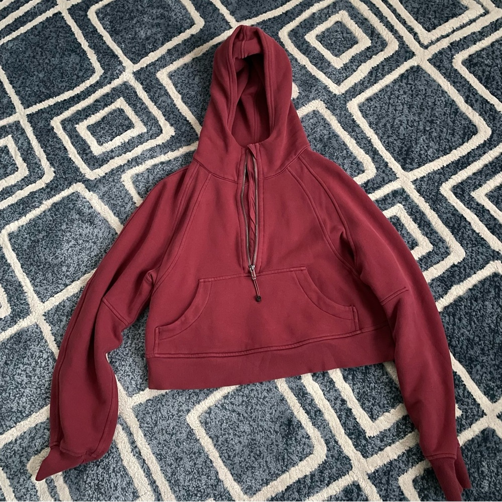 VGUC  Scuba Oversized Half-Zip Hoodie, Mulled Wine, XS/S